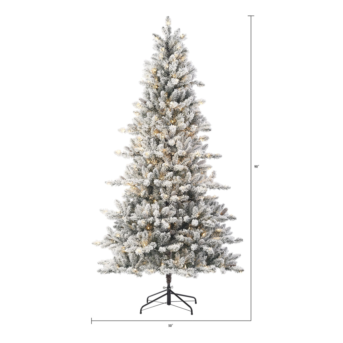 Holiday Time 7.5ft Pre-Lit Flocked Birmingham Fir Artificial Christmas Tree, Warm White LED, Green, 7.5'