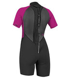ONeill Wetsuits ONeill Womens Reactor-2 2mm Back Zip Short Sleeve Spring Wetsuit, Black/Berry, 4