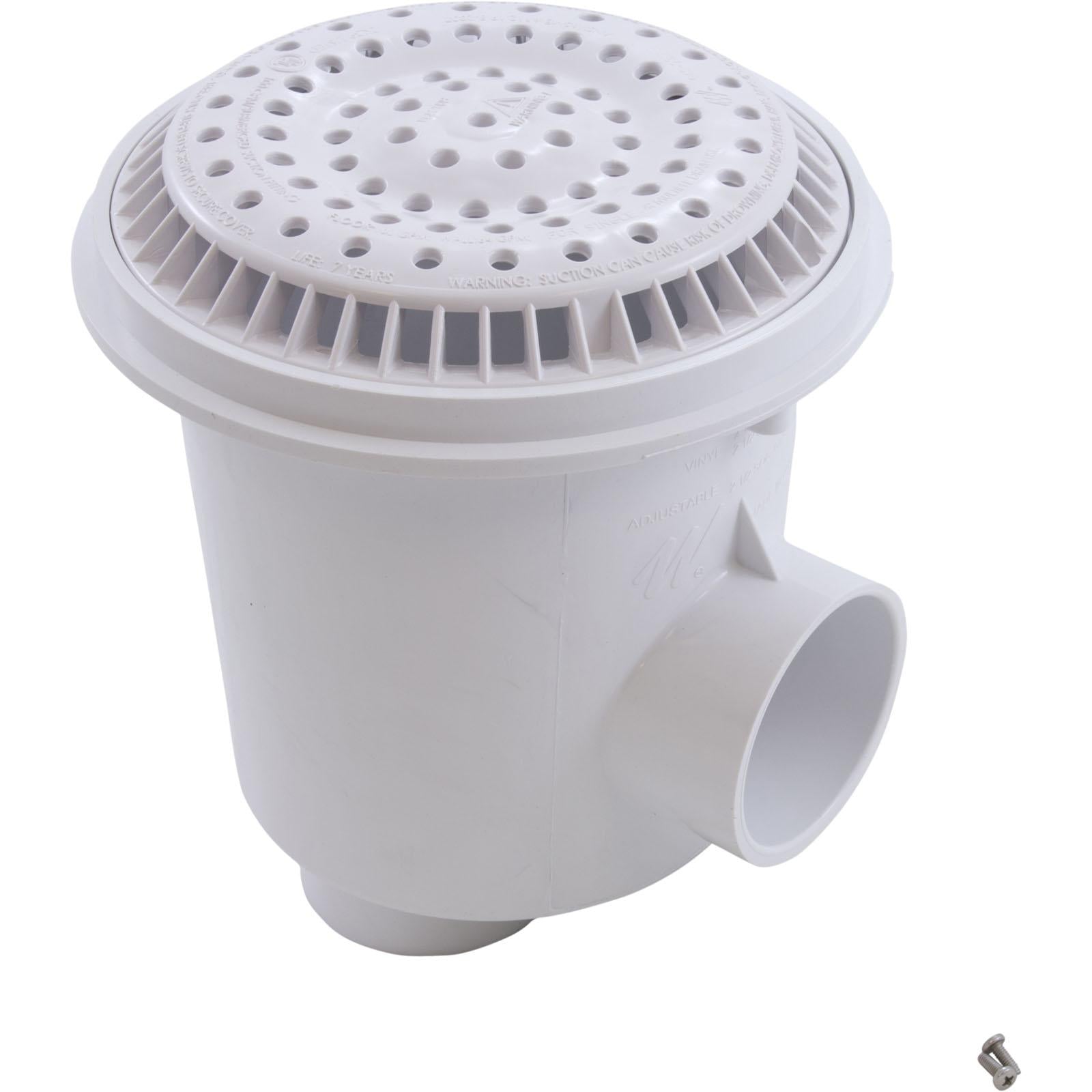 Waterway Plastics Main Drain, WW Anti Vortex, 8" Rnd, Gun, 2-1/2"s, White