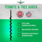power planter termite &amp; tree auger (2"x24") with 1/2" non-slip hex drive &amp; heavy duty tip - garden auger for planting flower, bulb, tree, shrub &amp; termite - works for hard dirt, clay, rocky soil &amp; sand