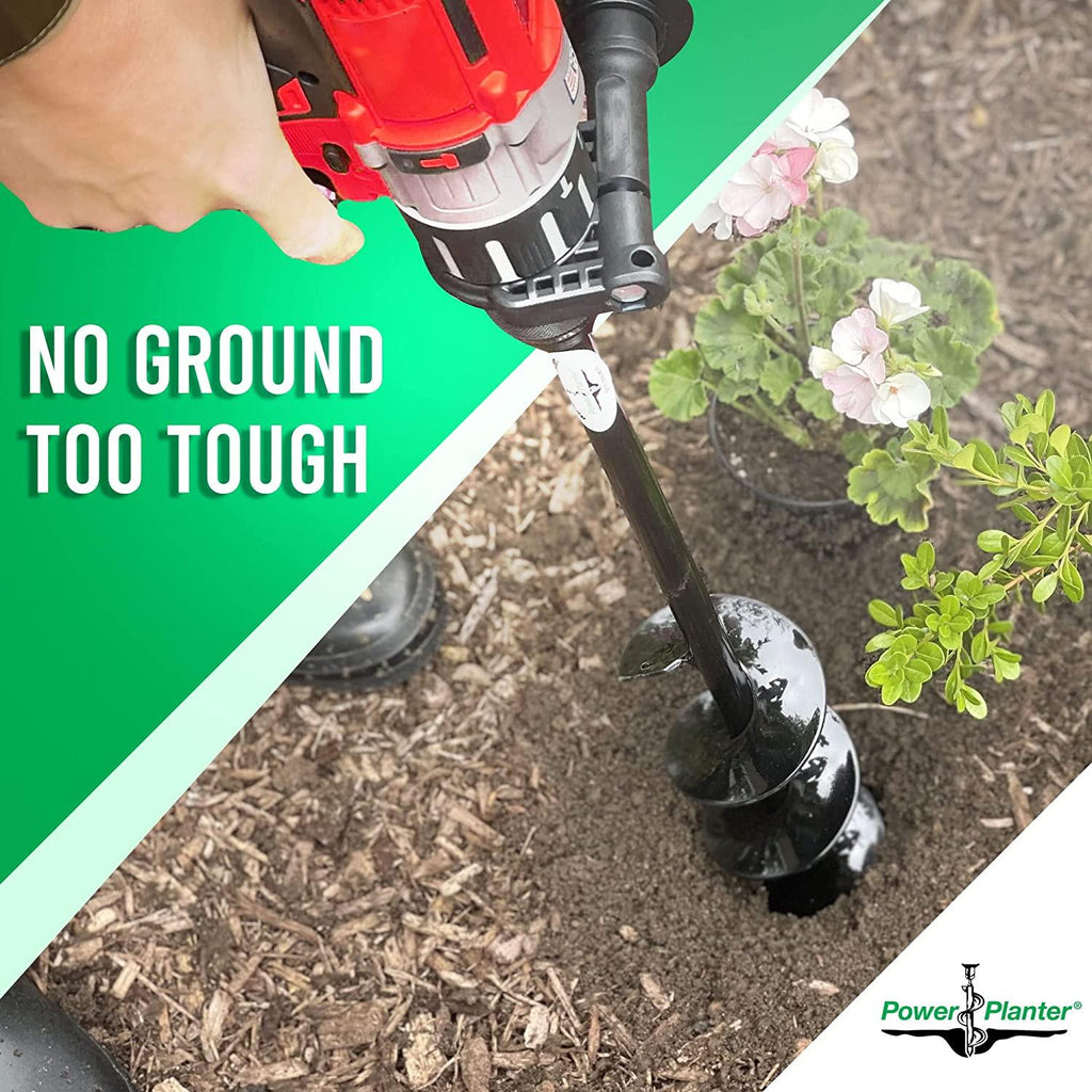 power planter termite &amp; tree auger (2"x24") with 1/2" non-slip hex drive &amp; heavy duty tip - garden auger for planting flower, bulb, tree, shrub &amp; termite - works for hard dirt, clay, rocky soil &amp; sand