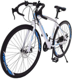CAMILLEE Bicycle, Aluminum Full Suspension Road Bike, 21 Speed Disc Brakes, 700c white Small