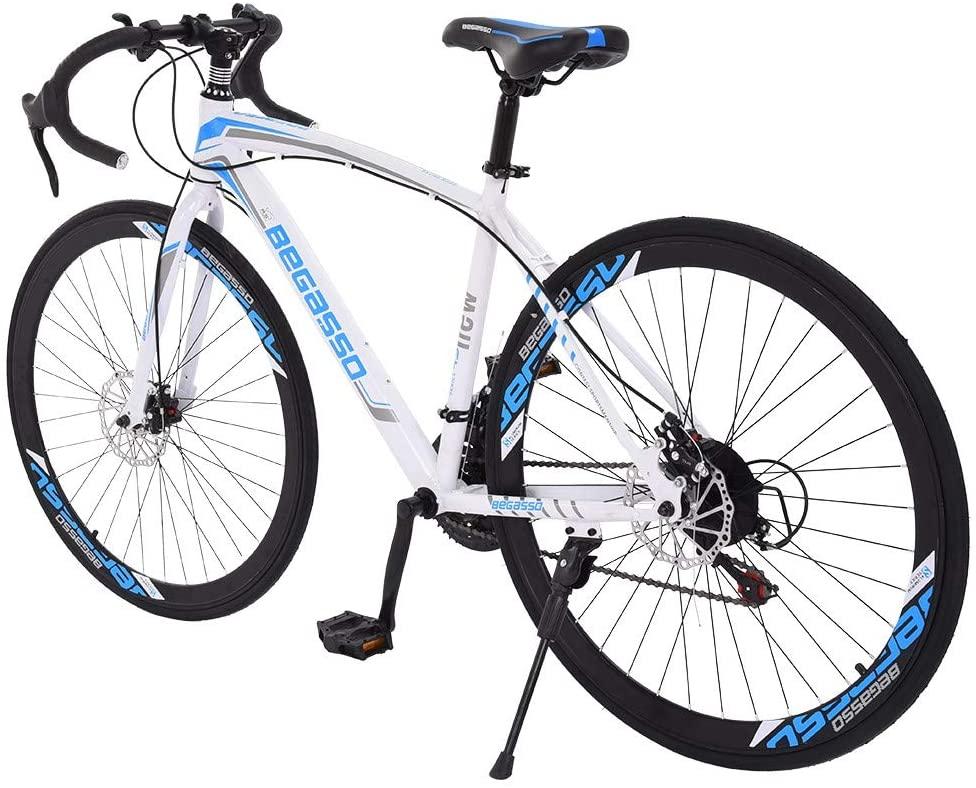 CAMILLEE Bicycle, Aluminum Full Suspension Road Bike, 21 Speed Disc Brakes, 700c white Small