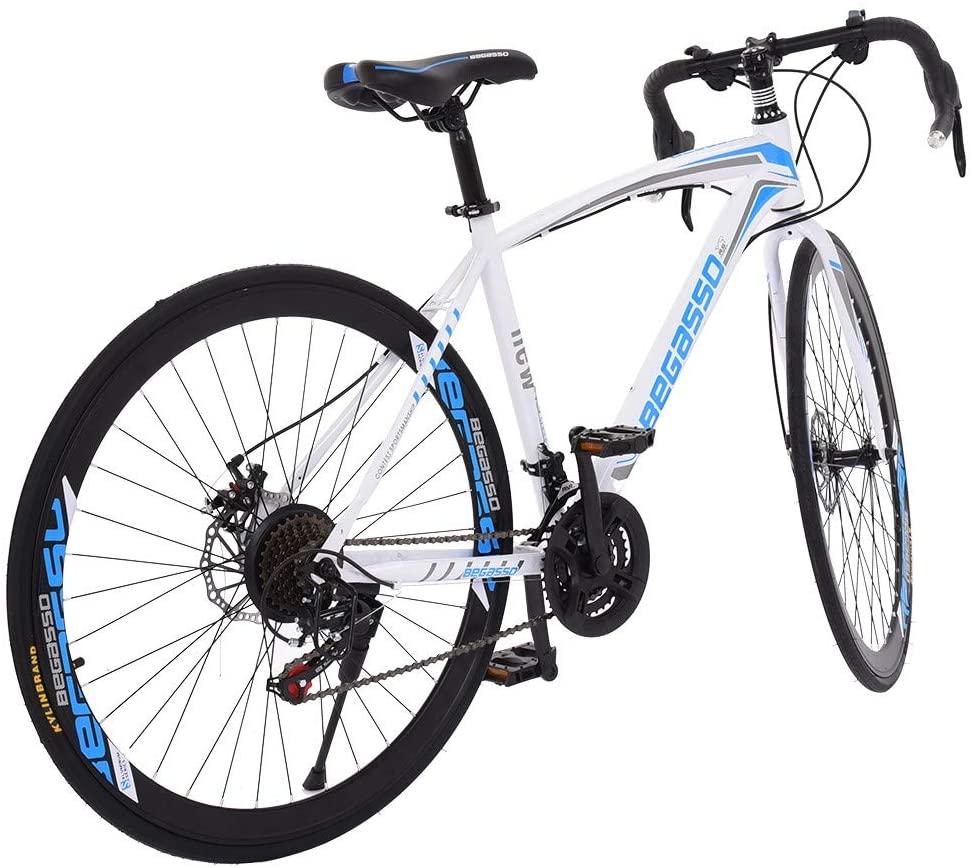 CAMILLEE Bicycle, Aluminum Full Suspension Road Bike, 21 Speed Disc Brakes, 700c white Small