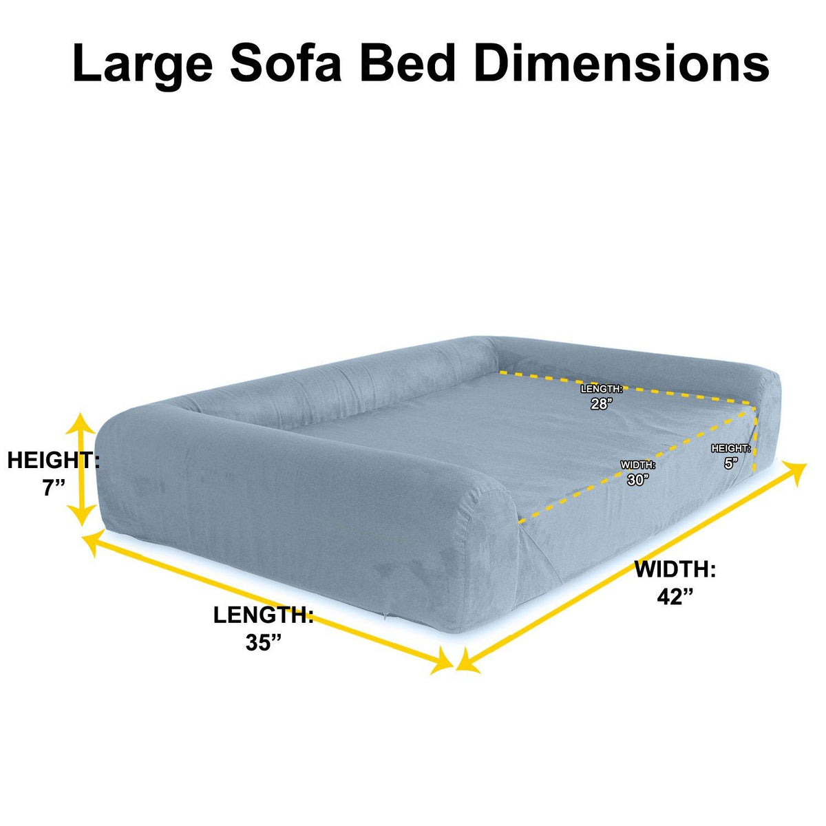 KOPEKS Deluxe Orthopedic Memory Foam Sofa LounDog Bed - Lar- Grey