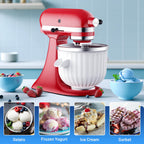 Ice Cream Maker Attachment for  Stand Mixers, Ice Cream Maker Machine Compatible with 4.5QT and Larger  Mixers, 2-Quart Capacity, Sorbet and Gelato Maker Accessory by