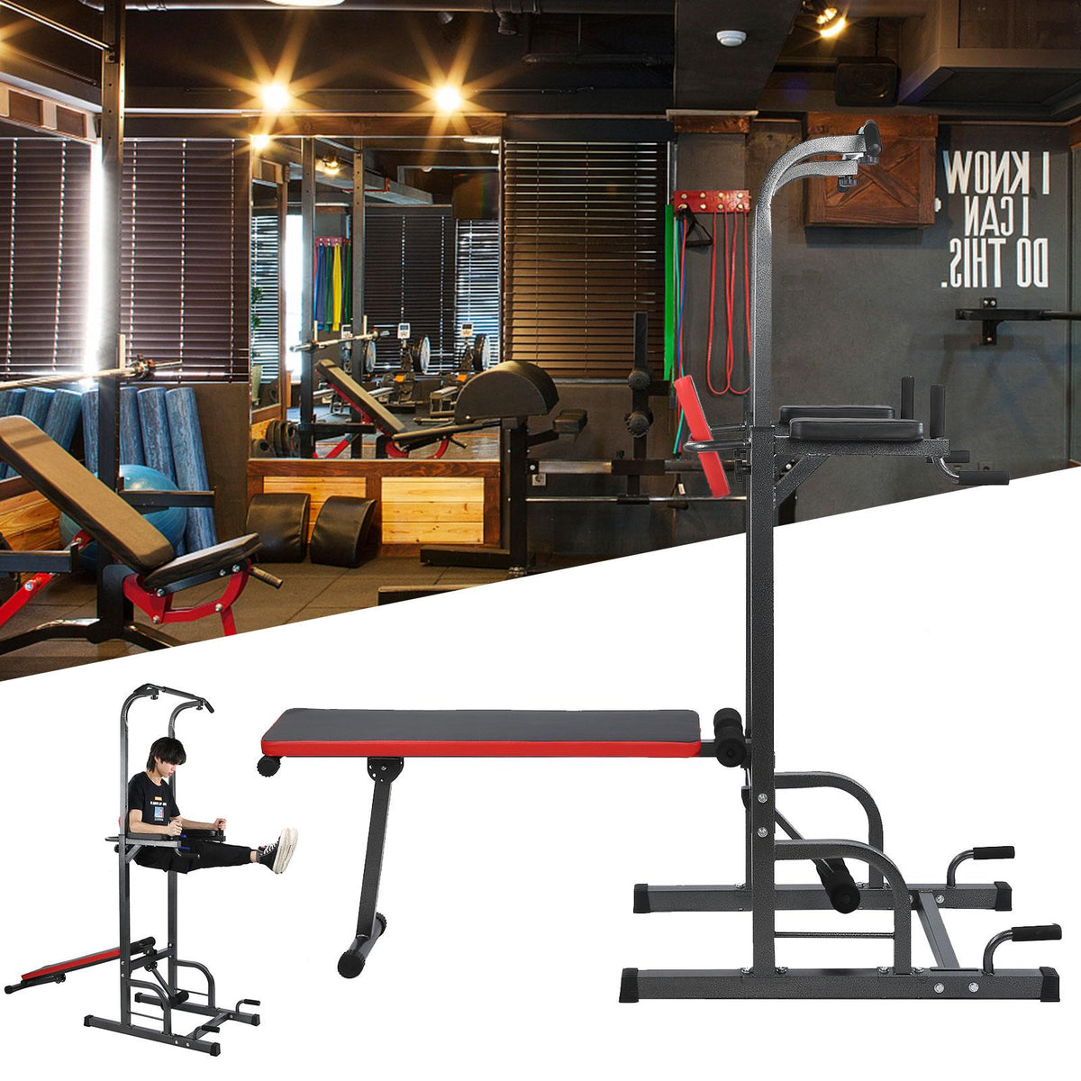 Haofy Pull閳ユ唹ps Bar, Multifunction Pull閳ユ唹p Frame Bracket with Foldable Supine Position Plate Fitness Equipment Fitness Trainer