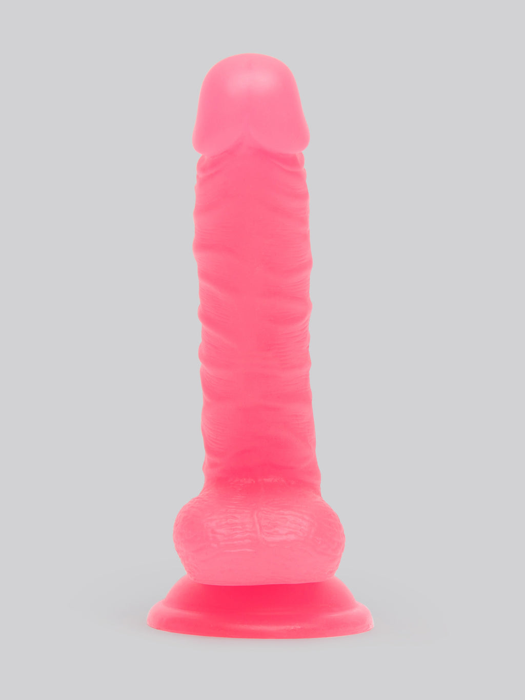 BASICS Glow In the Dark Realistic Suction Cup Dildo 8 Inch, Pink