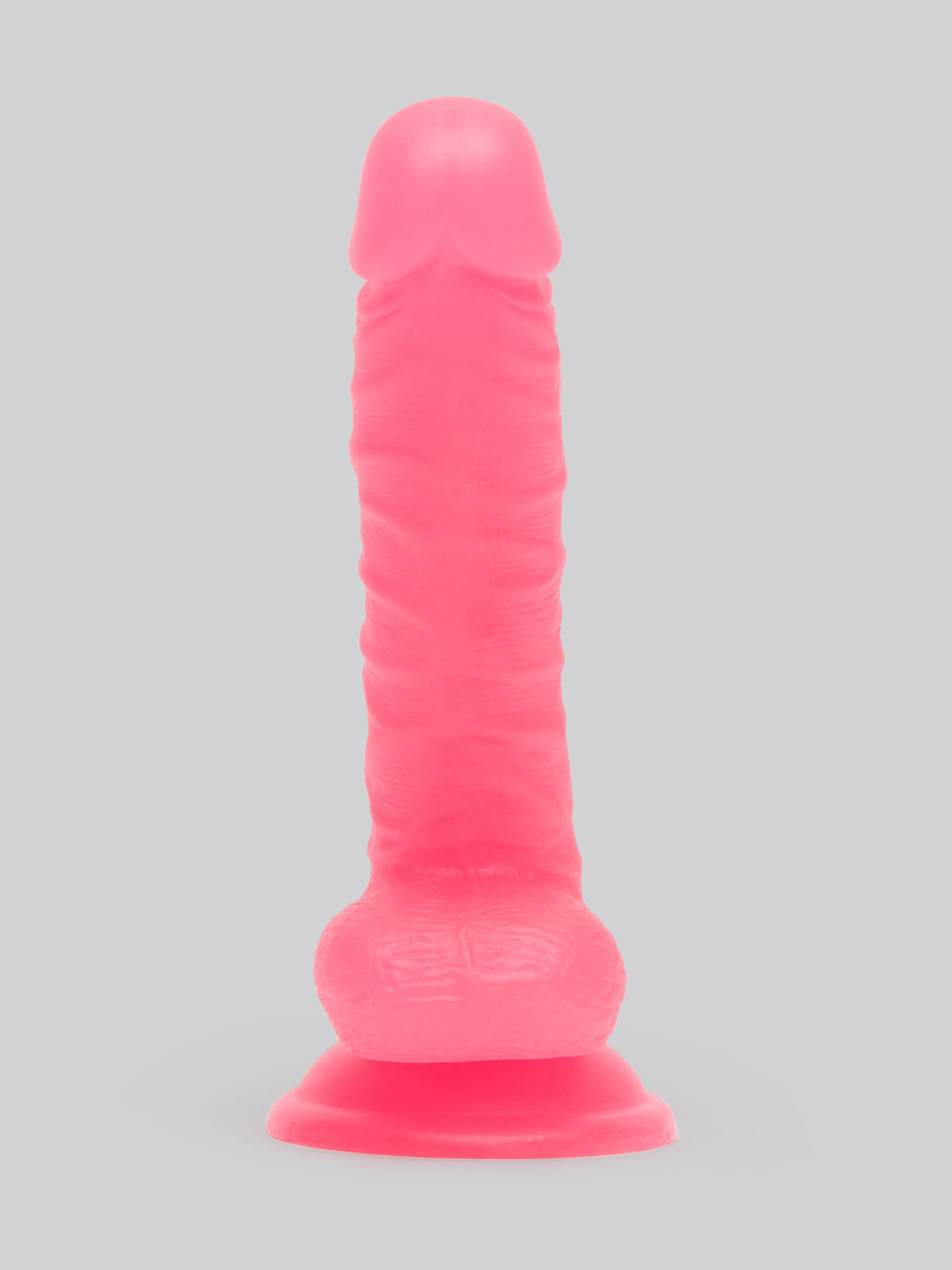 BASICS Glow In the Dark Realistic Suction Cup Dildo 8 Inch, Pink