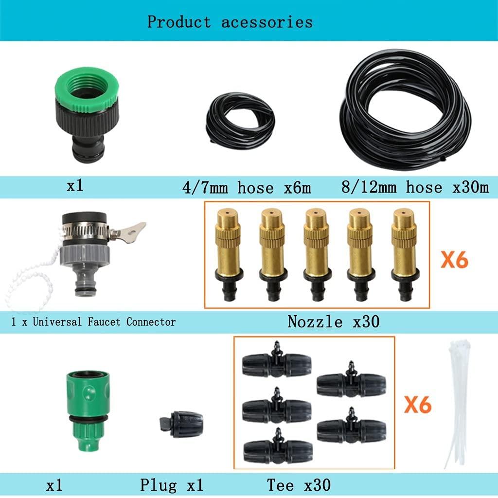 BBGS Drip Irrigation Kit, Garden Irrigation System, Misting Nozzles Drip Automatic Cooling System for Greenhouse, Lawn, Garden, Patio (Color : Style 7-30m)