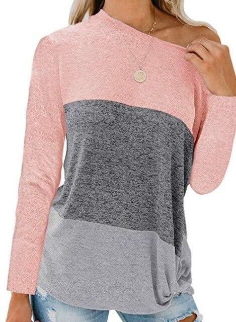 Long Sleeve Autumn Winter Hit Color Women T Shirt