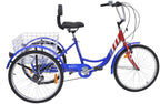 H&amp;ZT Adult Tricycle 20/24/26 Inch 7 Speed (US in Stock) Adult Trikes w/Adjustable Handlebar and Seat Durabe 3-Wheeled Cruise Trike with LarBasket