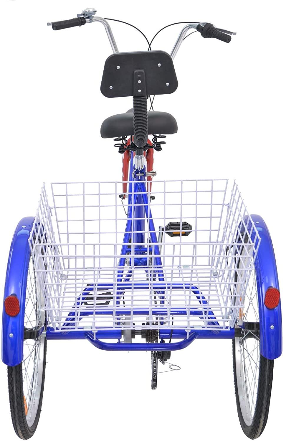 H&amp;ZT Adult Tricycle 20/24/26 Inch 7 Speed (US in Stock) Adult Trikes w/Adjustable Handlebar and Seat Durabe 3-Wheeled Cruise Trike with LarBasket