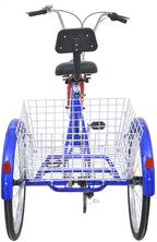 H&amp;ZT Adult Tricycle 20/24/26 Inch 7 Speed (US in Stock) Adult Trikes w/Adjustable Handlebar and Seat Durabe 3-Wheeled Cruise Trike with LarBasket