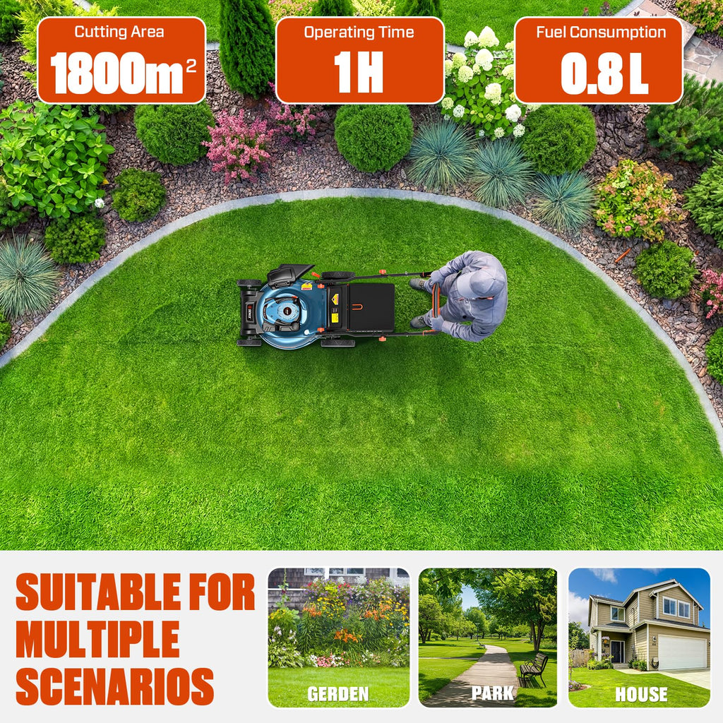 Gas Lawn Mower, 22" Self Propelled Gas Powered Lawnmower with 170cc OHV 4-Cycle Engine, 3-in-1 Walk-Behind Push Lawn Mower, 6-Position Height Adjustment