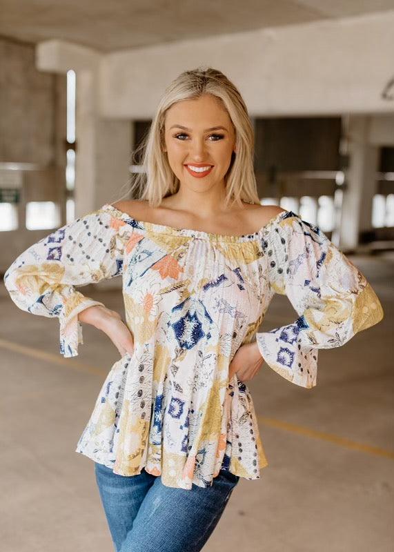 cora patchwork boho top