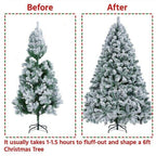 6ft/7.5ft Pre-Lit Snow Frosted Artificial Christmas Tree with 250 Warm Lights