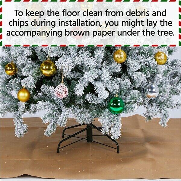 6ft/7.5ft Pre-Lit Snow Frosted Artificial Christmas Tree with 250 Warm Lights