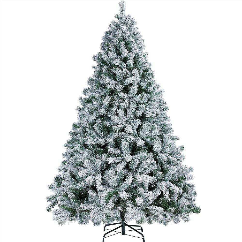 6ft/7.5ft Pre-Lit Snow Frosted Artificial Christmas Tree with 250 Warm Lights