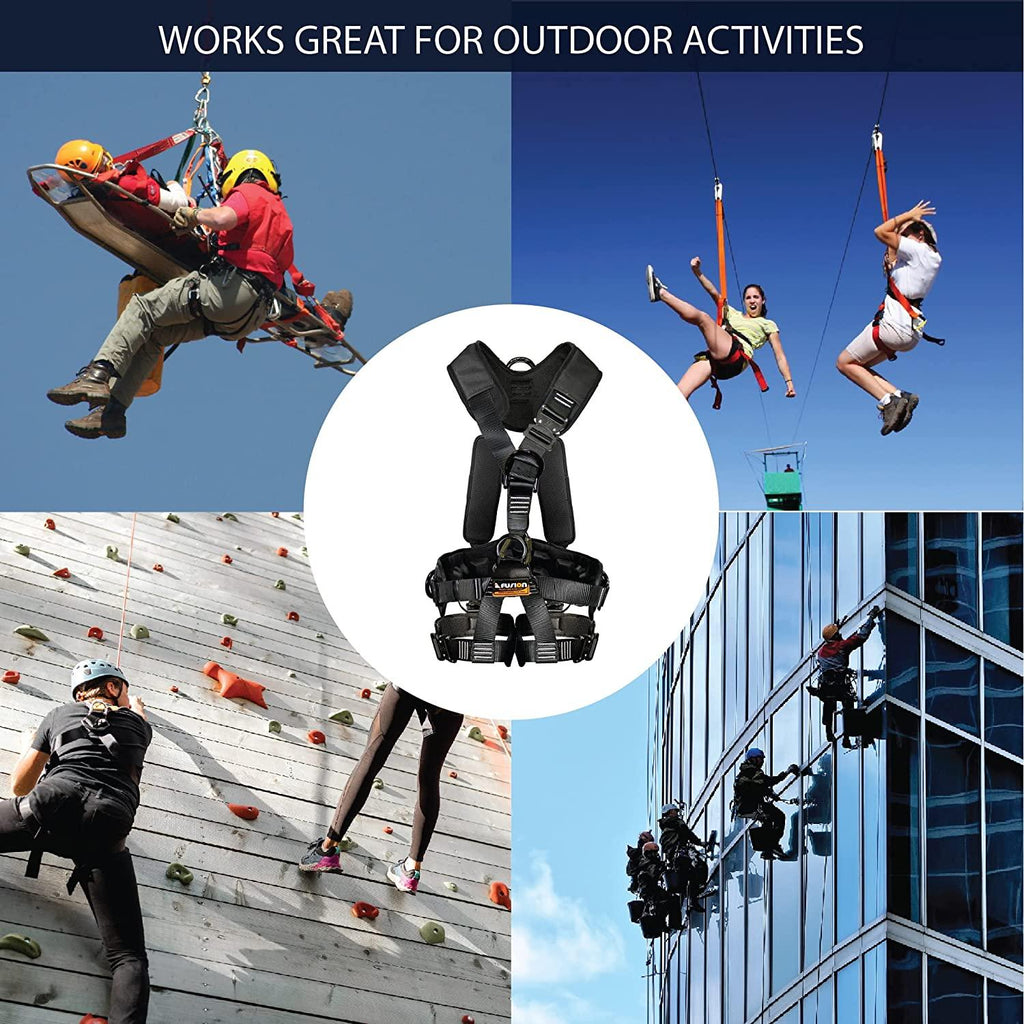Fusion Climb Tac GT Tactical Full Body EVA Padded Heavy Duty Adjustable Zipline Harness 23kN S Black
