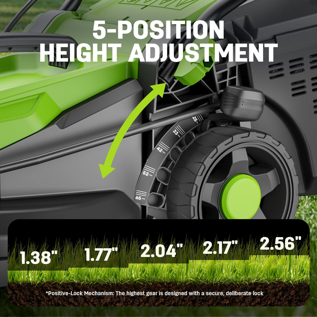13 Inch Electric Lawn Mower, 1300W Corded Power, Lightweight &amp; Compact  Ideal for Small to Medium Lawns