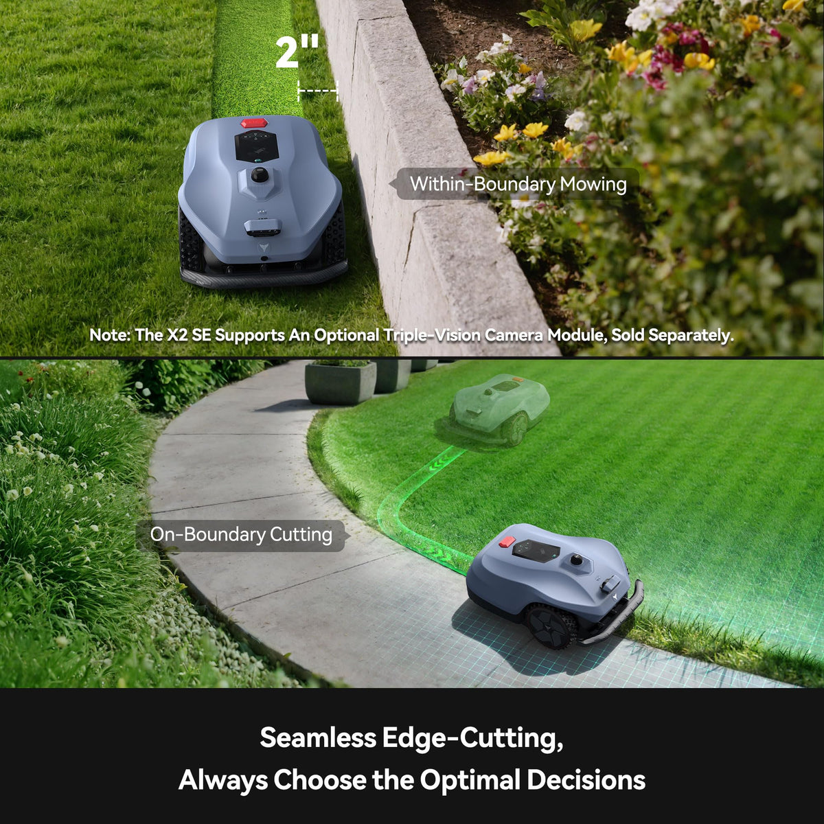 Neomow X2 SE 360° 3D LiDAR Robot Lawn Mower, Wire for 0.75 Acre, No RTK Antenna, 4G App Control, GPS Anti-Theft, 13Ah, IPX6, Support Upgrade AI Bionic Triple Vision Module for Auto-Mapping