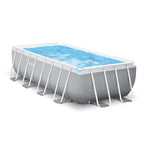16 Foot x 42 Inch Prism Frame Rectangular Above Ground Swimming Pool Set with Krystal Clear Filter Pump, Ladder, Ground