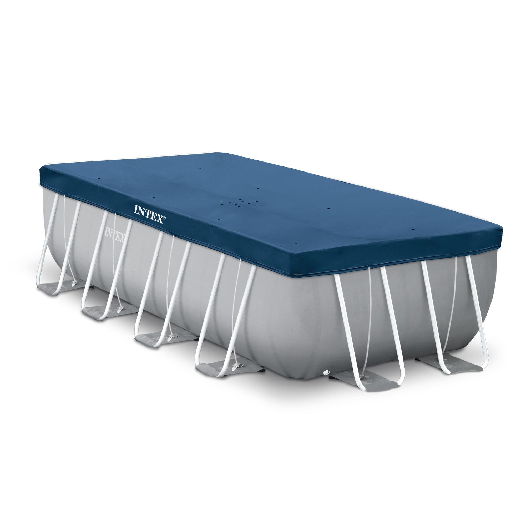 16 Foot x 42 Inch Prism Frame Rectangular Above Ground Swimming Pool Set with Krystal Clear Filter Pump, Ladder, Ground