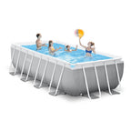 16 Foot x 42 Inch Prism Frame Rectangular Above Ground Swimming Pool Set with Krystal Clear Filter Pump, Ladder, Ground