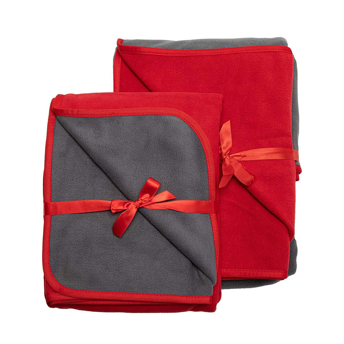 TOP Waterproof Blanket Bonus Pack, Deluxe Bed and Furniture Protector for People and Pets, Leak Proof Moisture Barrier, Soft Fce (Red Gray Reversible, 2-Pack Jumbo+Midsize)