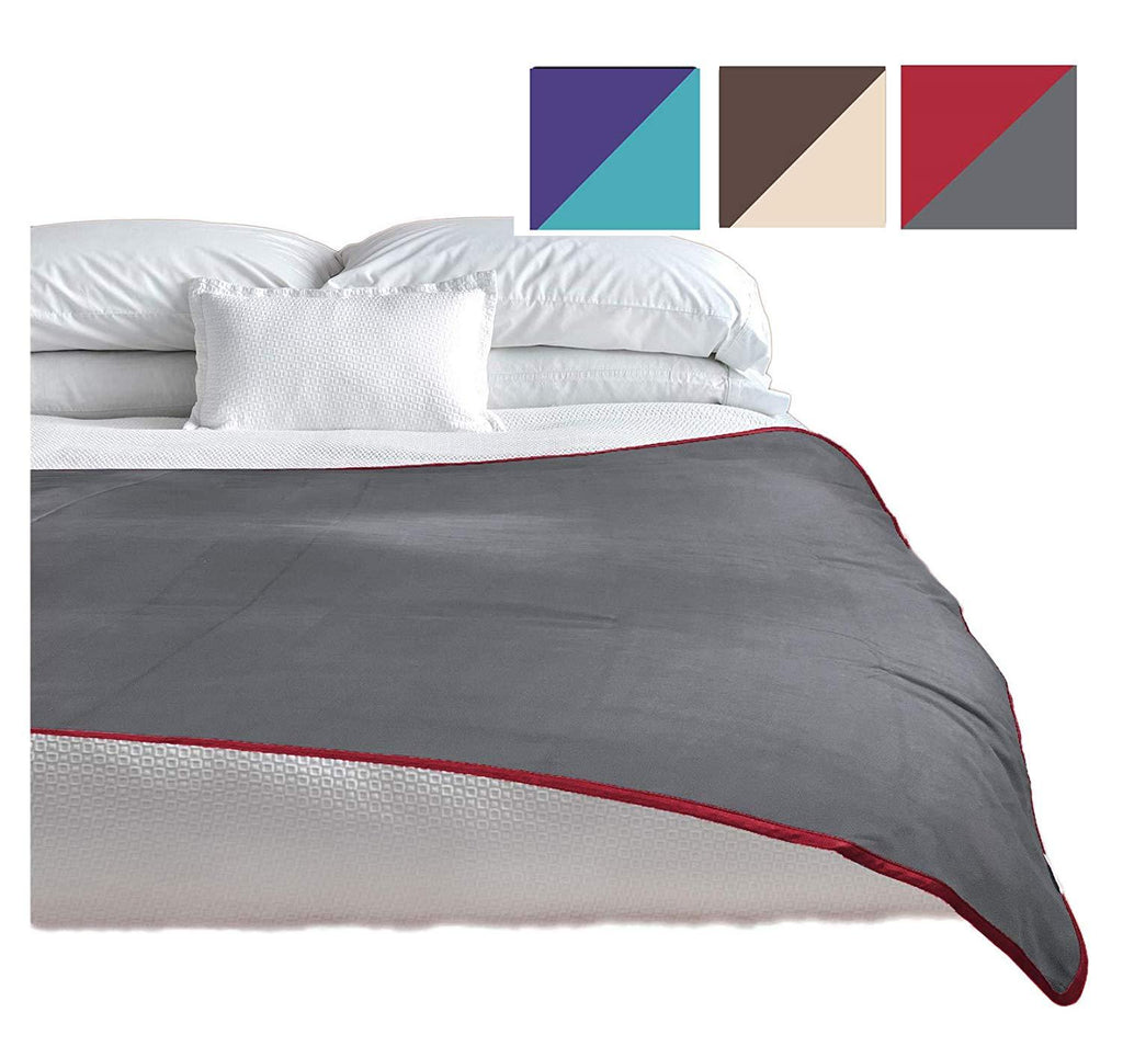 TOP Waterproof Blanket Bonus Pack, Deluxe Bed and Furniture Protector for People and Pets, Leak Proof Moisture Barrier, Soft Fce (Red Gray Reversible, 2-Pack Jumbo+Midsize)
