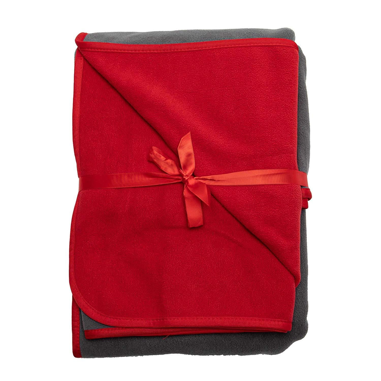 TOP Waterproof Blanket Bonus Pack, Deluxe Bed and Furniture Protector for People and Pets, Leak Proof Moisture Barrier, Soft Fce (Red Gray Reversible, 2-Pack Jumbo+Midsize)