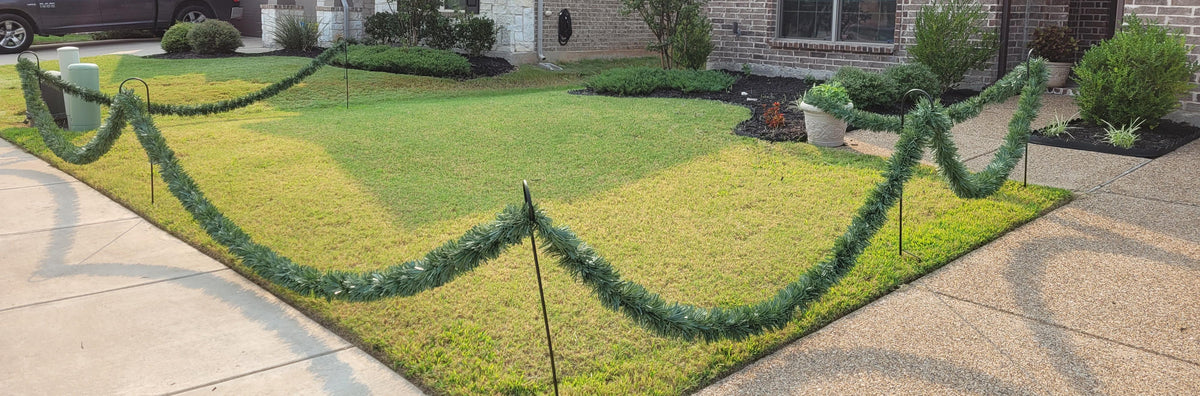 50 ft Long Pre-Lit, Christmas Garland Pathway Lights, 400 5mm Warm White LED Lights - 7 Shepherds Hooks Included