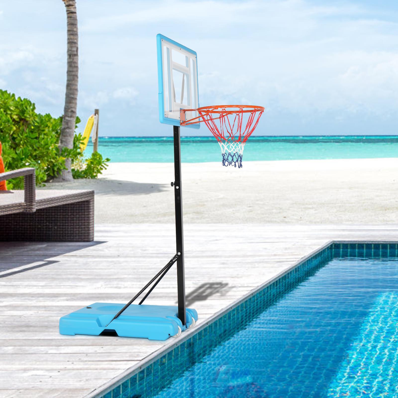Winado Portable Adjustable Height Poolside Basketball Stand System for Youth Kids, Blue