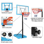 Winado Portable Adjustable Height Poolside Basketball Stand System for Youth Kids, Blue