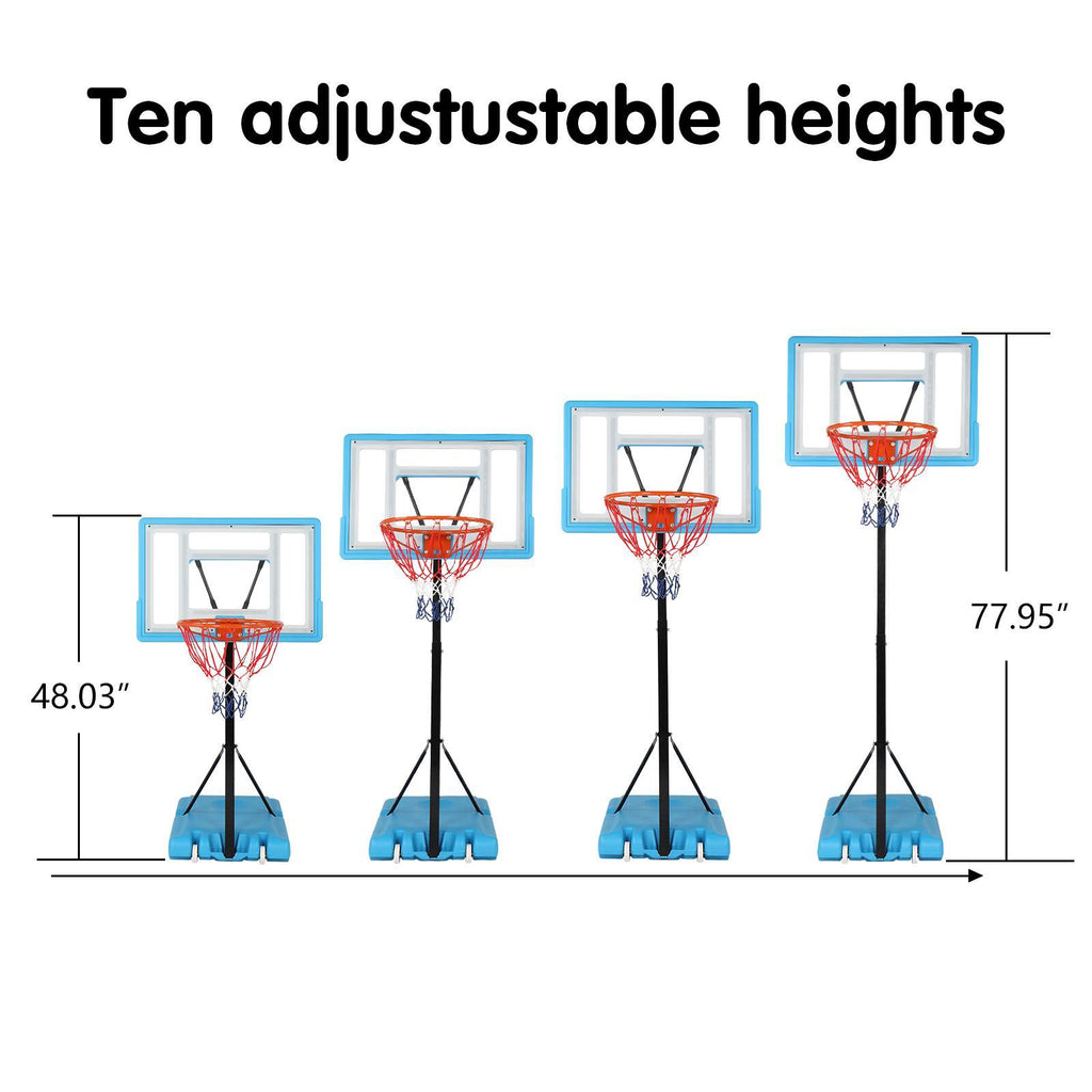 Winado Portable Adjustable Height Poolside Basketball Stand System for Youth Kids, Blue