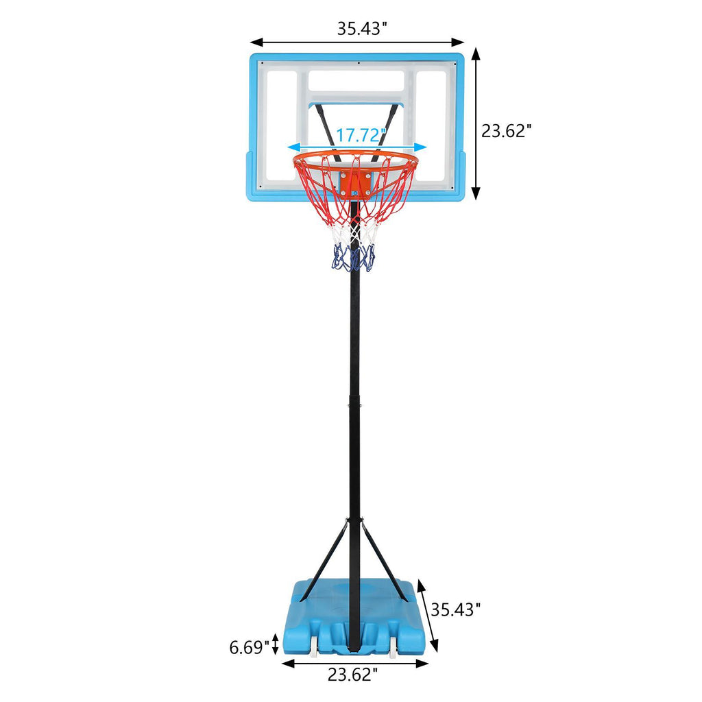 Winado Portable Adjustable Height Poolside Basketball Stand System for Youth Kids, Blue