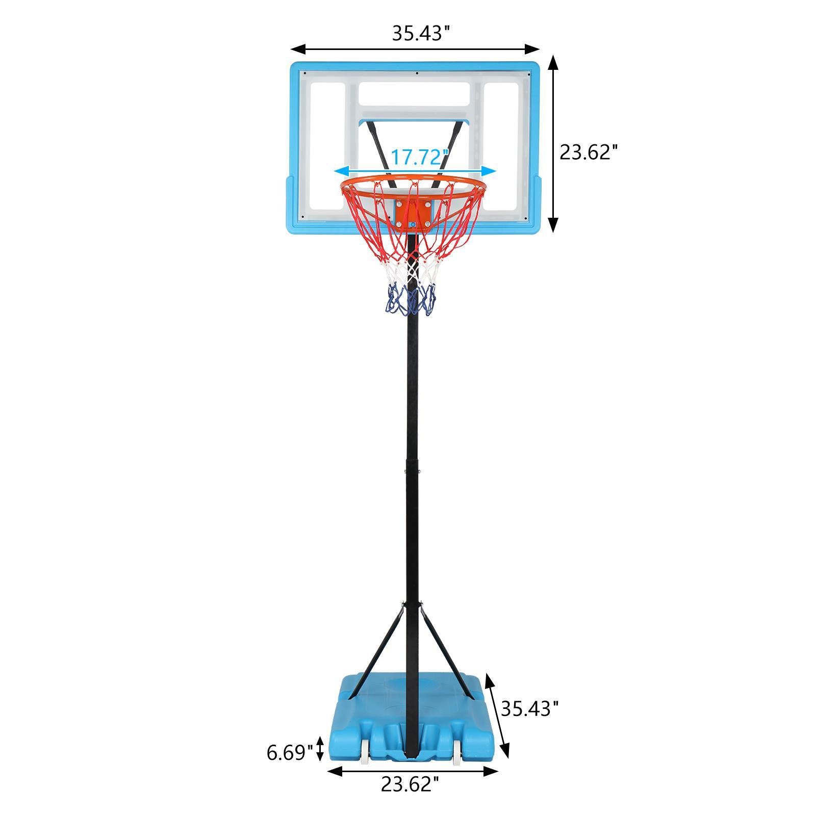 Winado Portable Adjustable Height Poolside Basketball Stand System for Youth Kids, Blue