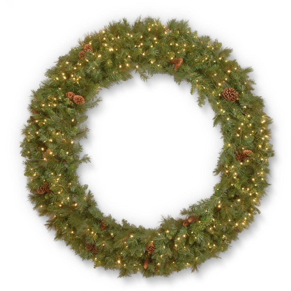 60 in. Artificial Garwood Spruce Wreath with Warm White LED Lights