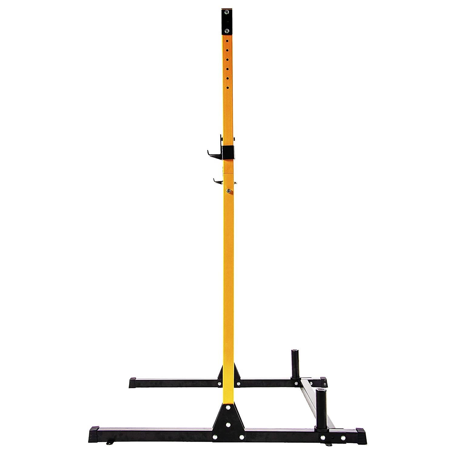 HulkFit Adjustable Power Squat Stand Rack w/ 2 J Hooks &amp; 2 Weight Plate Holders