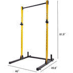 HulkFit Adjustable Power Squat Stand Rack w/ 2 J Hooks &amp; 2 Weight Plate Holders