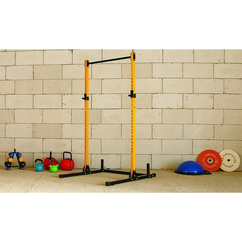 HulkFit Adjustable Power Squat Stand Rack w/ 2 J Hooks &amp; 2 Weight Plate Holders