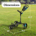 SereneLife SLGCFLW - Golf Flat Fold 3 Wheel Golf Cart - Deluxe Scorecard Holder, Upper &amp; Lower Brackets with Elastic Strap, Includes Umbrella Holder, Without Carrying Bag