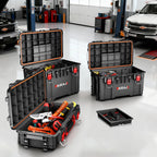 Rolling Tool Box with Wheels Heavy Duty,Modular Stackable Tool Box Organizer,Waterproof Toolbox for Hand/Power Tools,Removable Divider/Parts Box,All-terrain Durable Wheels,Telescopic Pull Rod Handle
