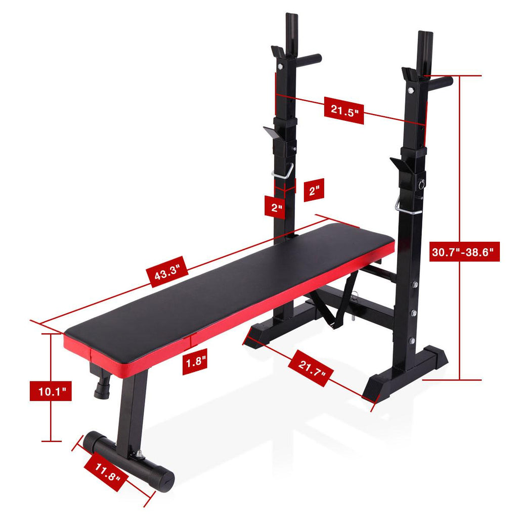 Veryke Folding Weight Bench w/Adjustable Lifting Squat Rack, Strength Training Gym Full-Body Workout