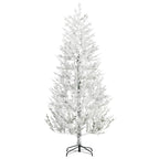 HOMCOM 7 Foot Snow Flocked Artificial Christmas Tree with 240 Fir Realistic Branches, Auto Open, Green