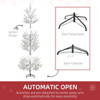 HOMCOM 7 Foot Snow Flocked Artificial Christmas Tree with 240 Fir Realistic Branches, Auto Open, Green