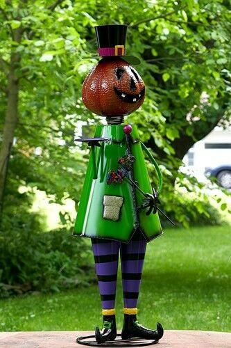 5ft Tall Metal Pumpkin Head Halloween Figurine Decoration