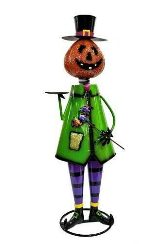5ft Tall Metal Pumpkin Head Halloween Figurine Decoration