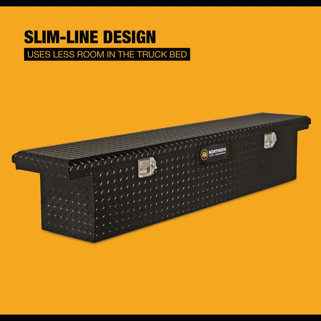 Northern Tool Slim Low Profile Crossover Truck Tool Box - Aluminum, Gloss Black, Paddle Latches, 69in. x 12in. x 13in., Model# 36212712